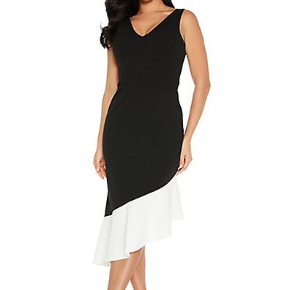 QUIZ Colorblock Asymmetric Sheath Dress